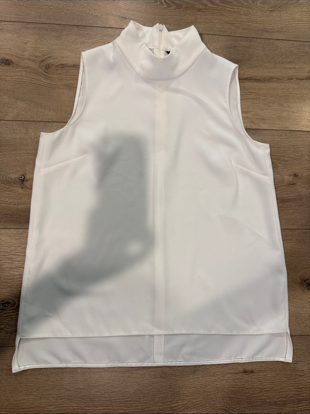 Zara White Sleeveless Mock-Neck Shell